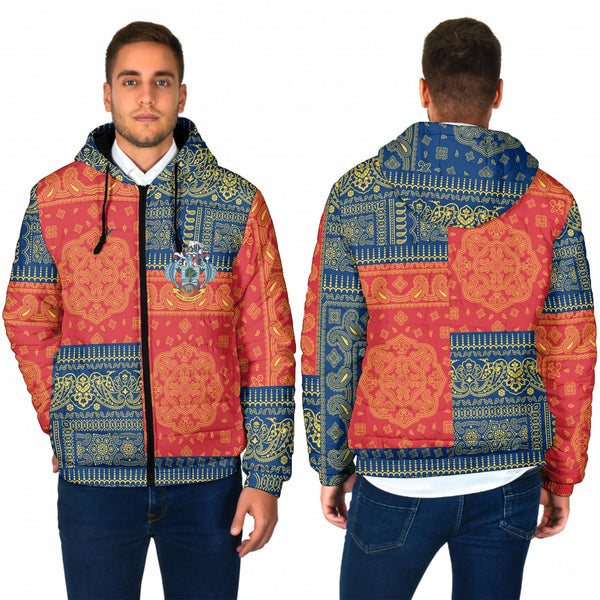 Seychelles Men Hooded Padded Jacket Flag And Paisley Basic Style 1