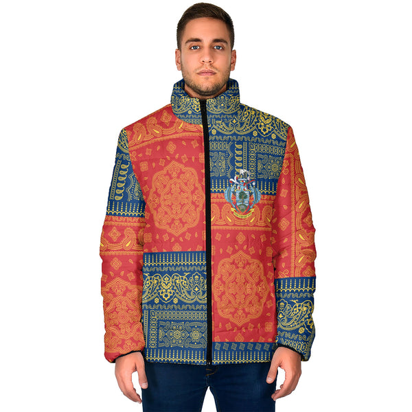 Seychelles Men Padded Jacket Flag And Paisley Basic Style 1