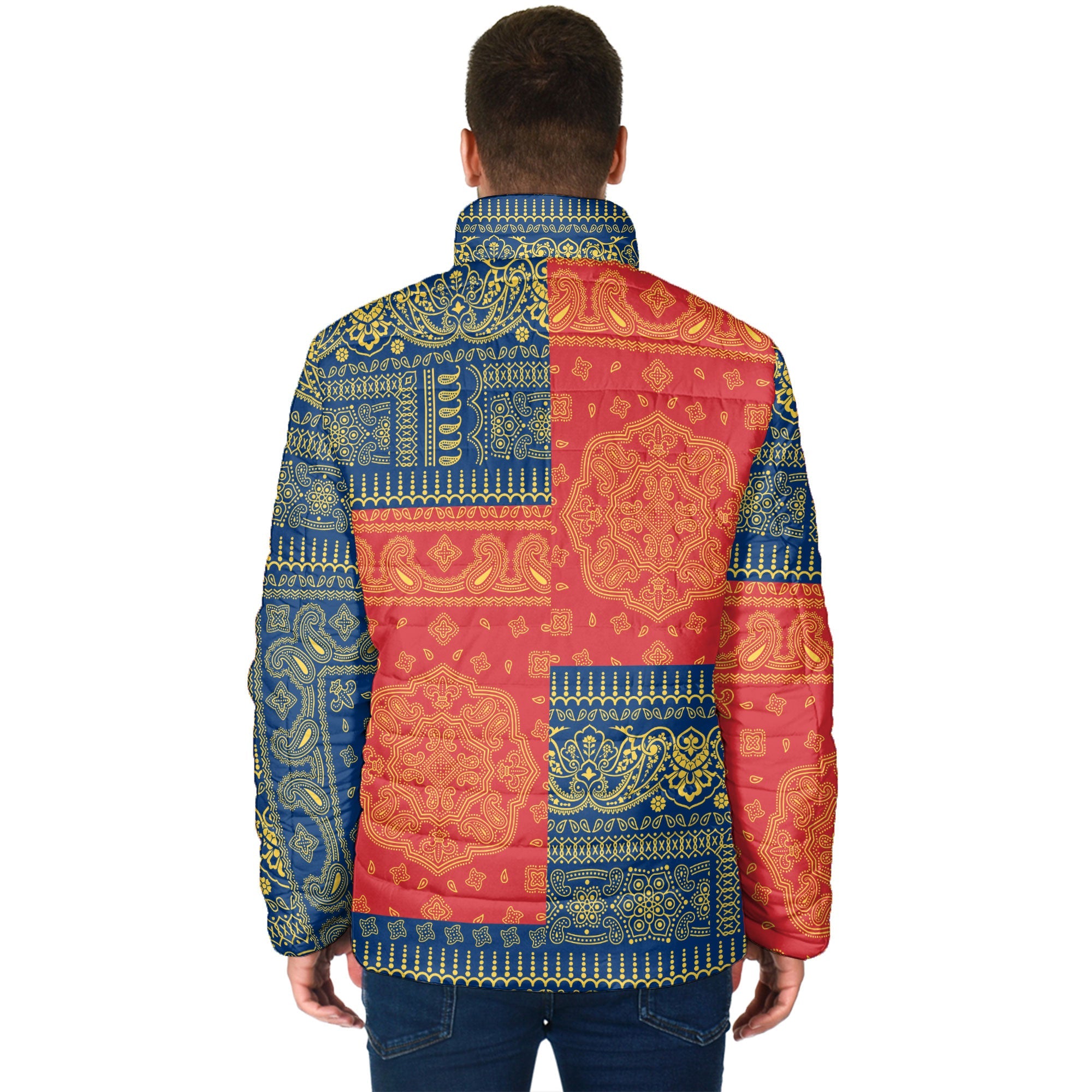 Seychelles Men Padded Jacket Flag And Paisley Basic Style 2