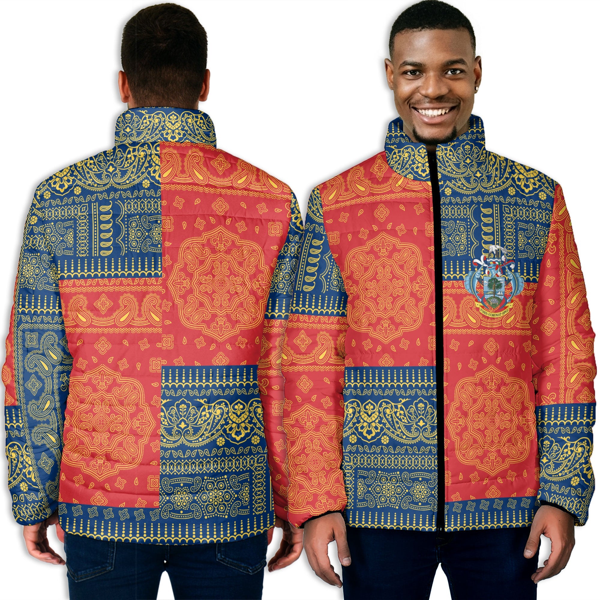 Seychelles Men Padded Jacket Flag And Paisley Basic Style 3