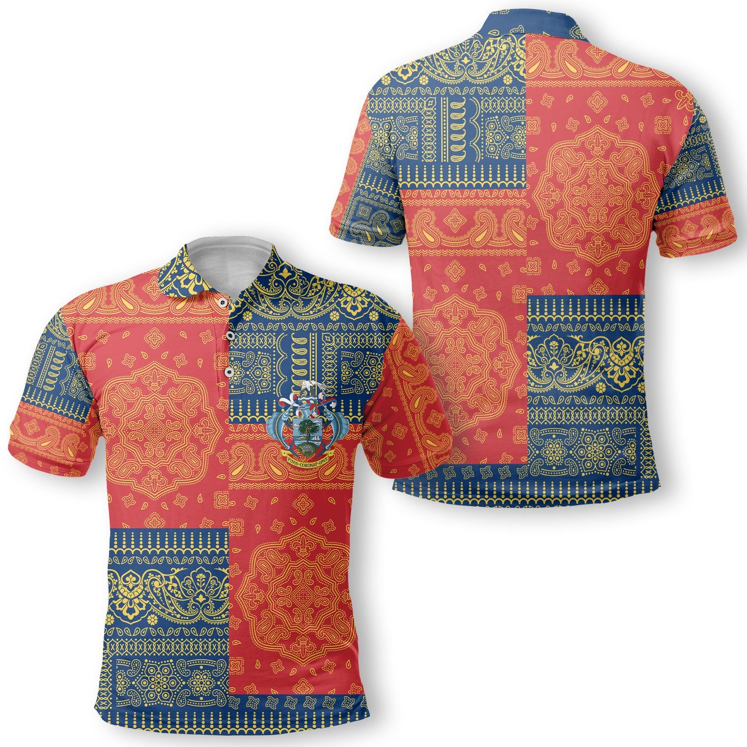 Seychelles Polo Shirt Flag And Paisley Basic Style 1