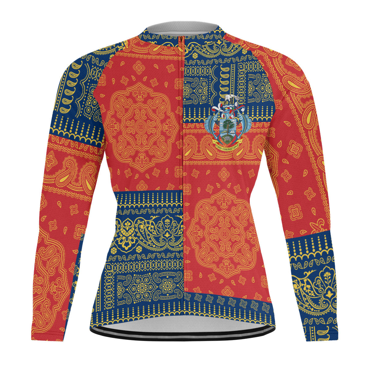 Seychelles Raglan Men Cycling Jersey Long Sleeve Flag And Paisley Basic Style 1