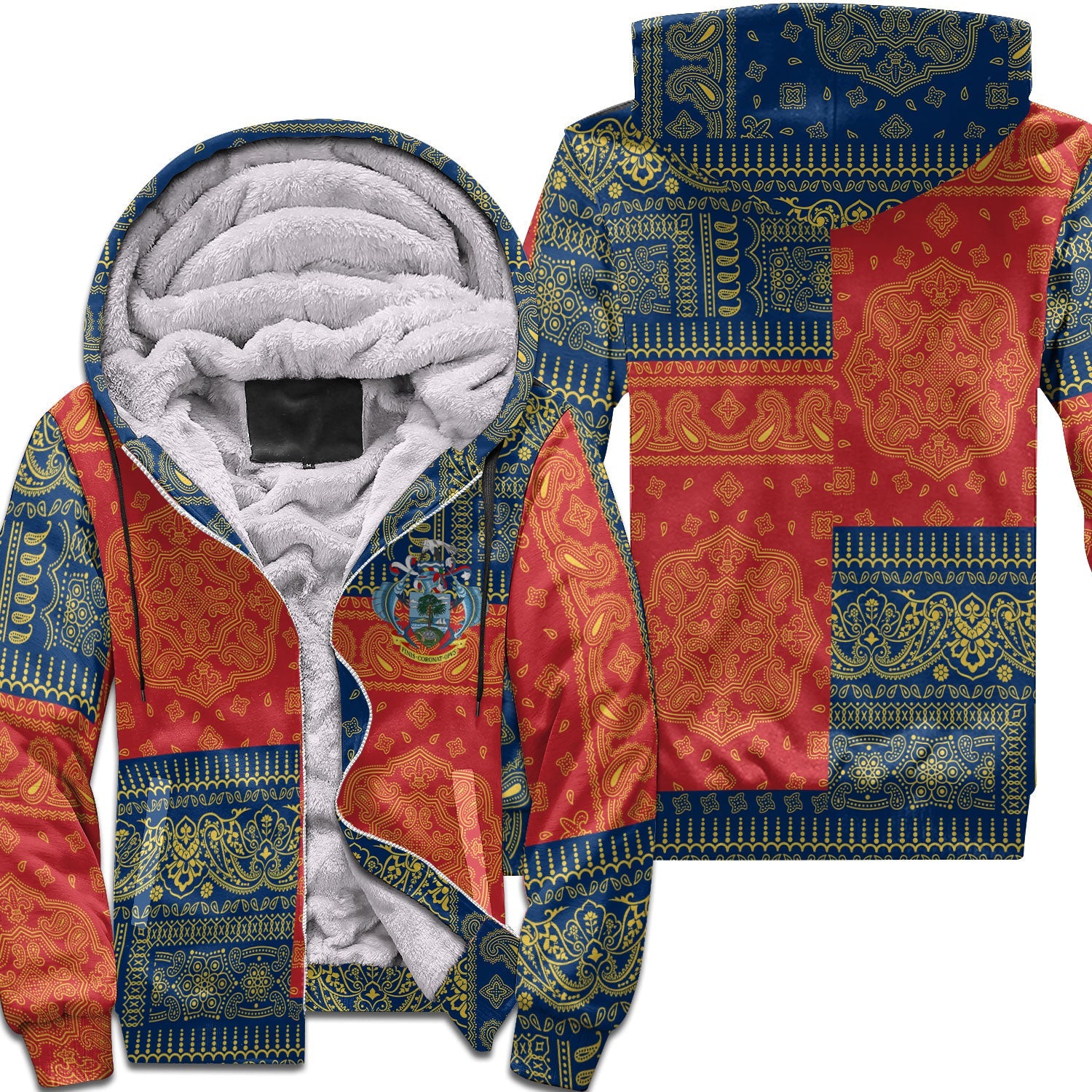 Seychelles Sherpa Hoodie Flag And Paisley Basic Style 1