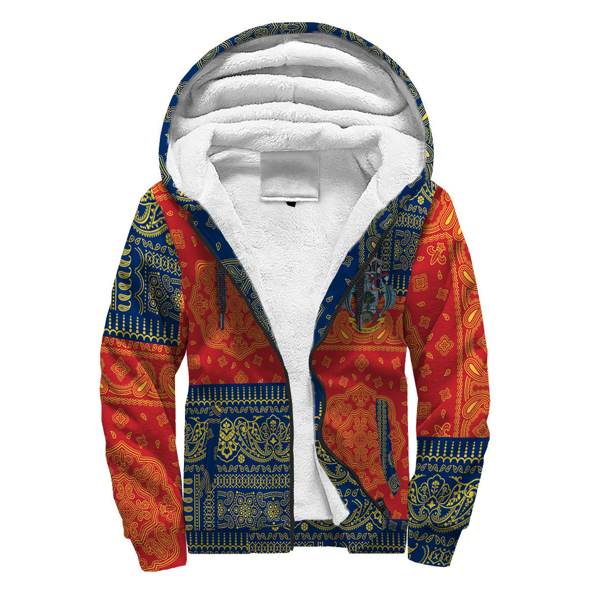 Seychelles Sherpa Hoodie Flag And Paisley Basic Style 3