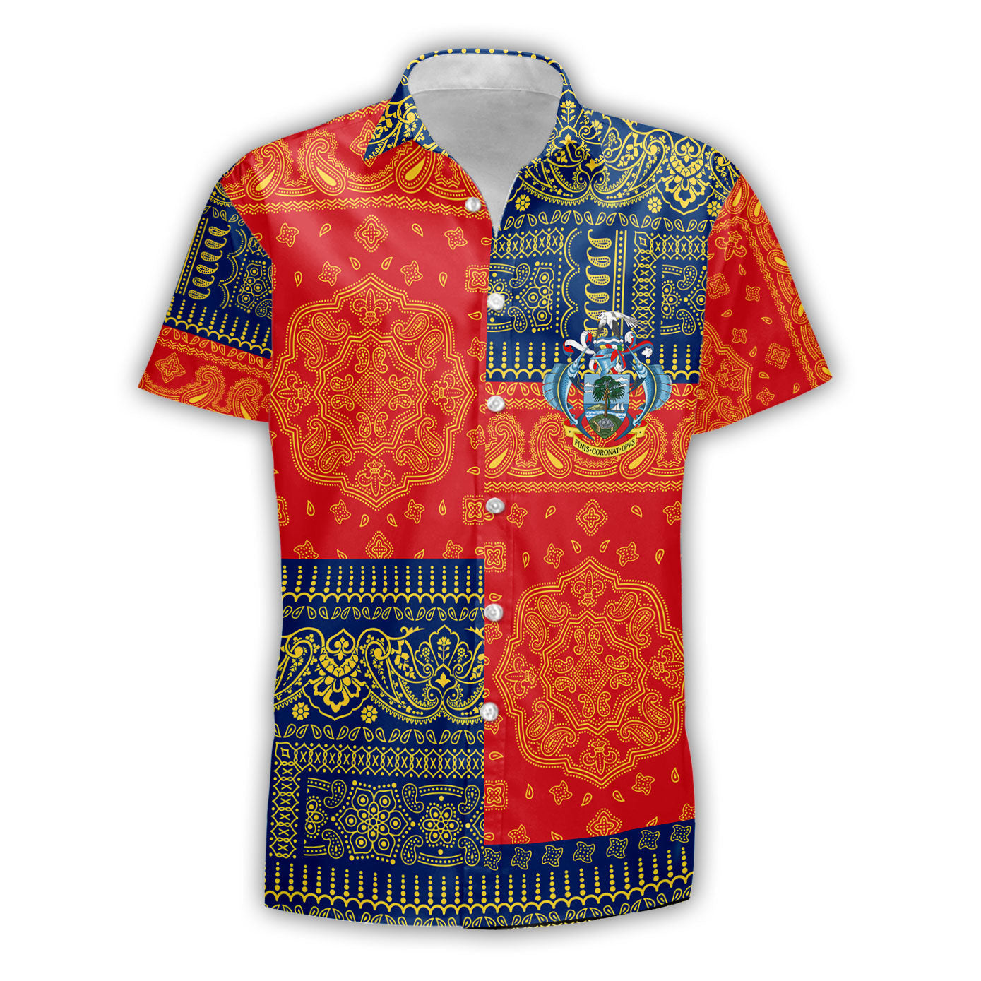 Seychelles Short Sleeve Shirt Flag And Paisley Basic Style 2