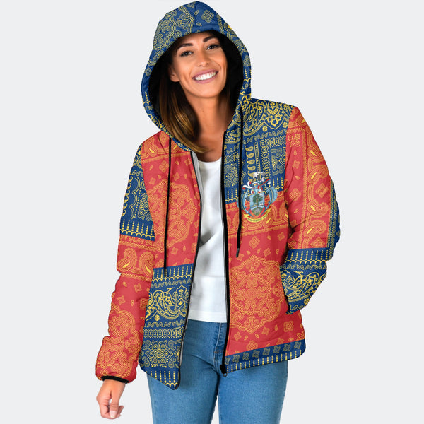 Seychelles Women Hooded Padded Jacket Flag And Paisley Basic Style 1