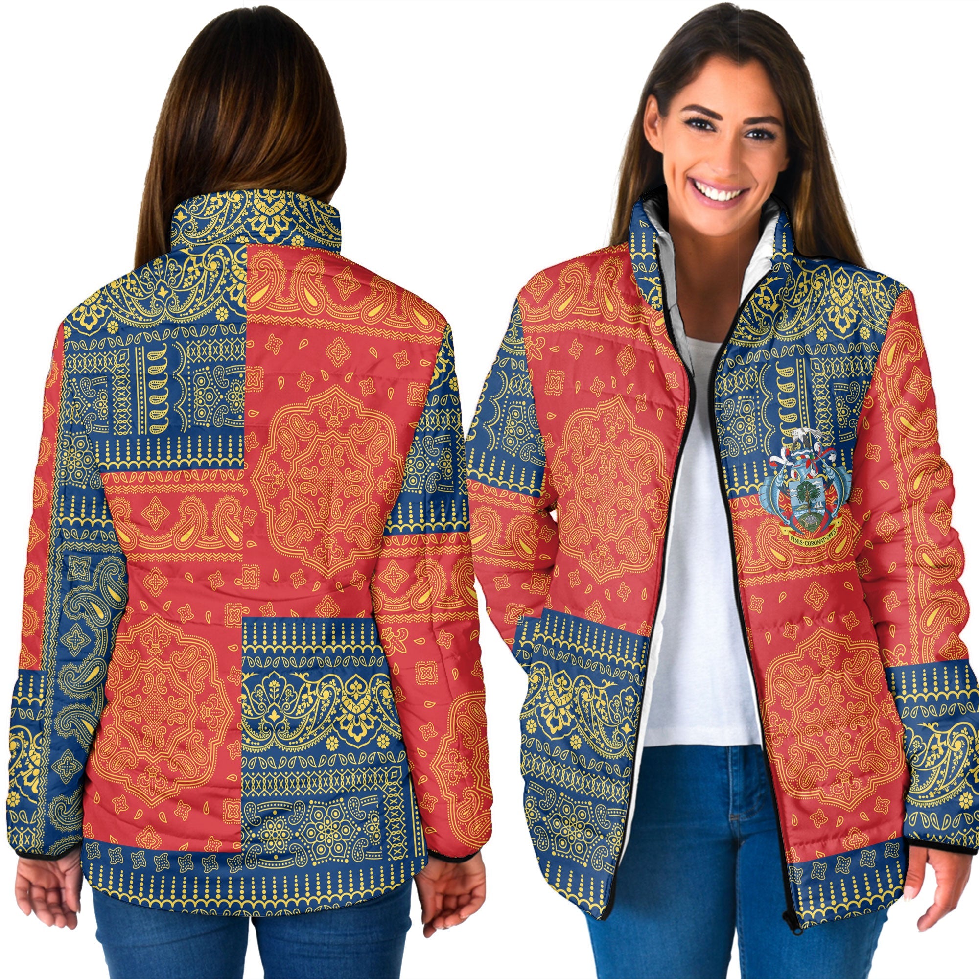 Seychelles Women Padded Jacket Flag And Paisley Basic Style 3