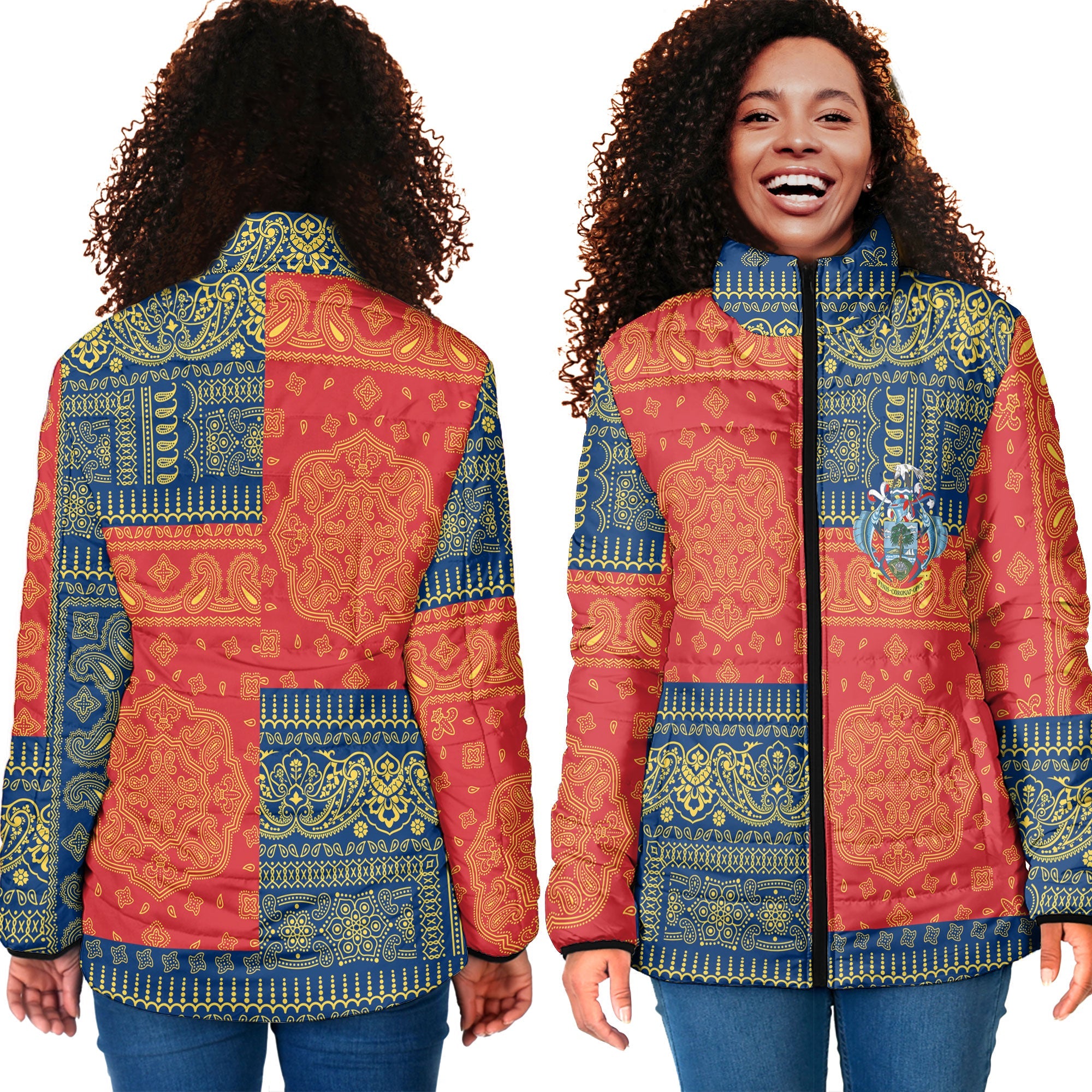 Seychelles Women Padded Jacket Flag And Paisley Basic Style 4