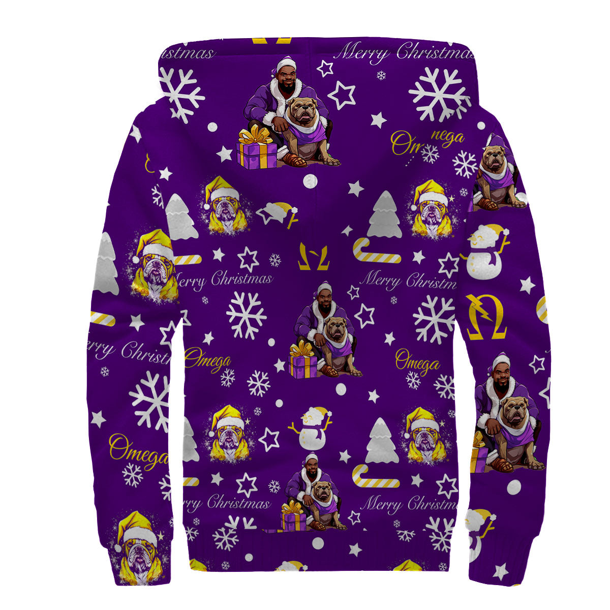 Fraternity Hoodie - OPP Christmas Sherpa Hoodie Bulldog Purple Pattern Style