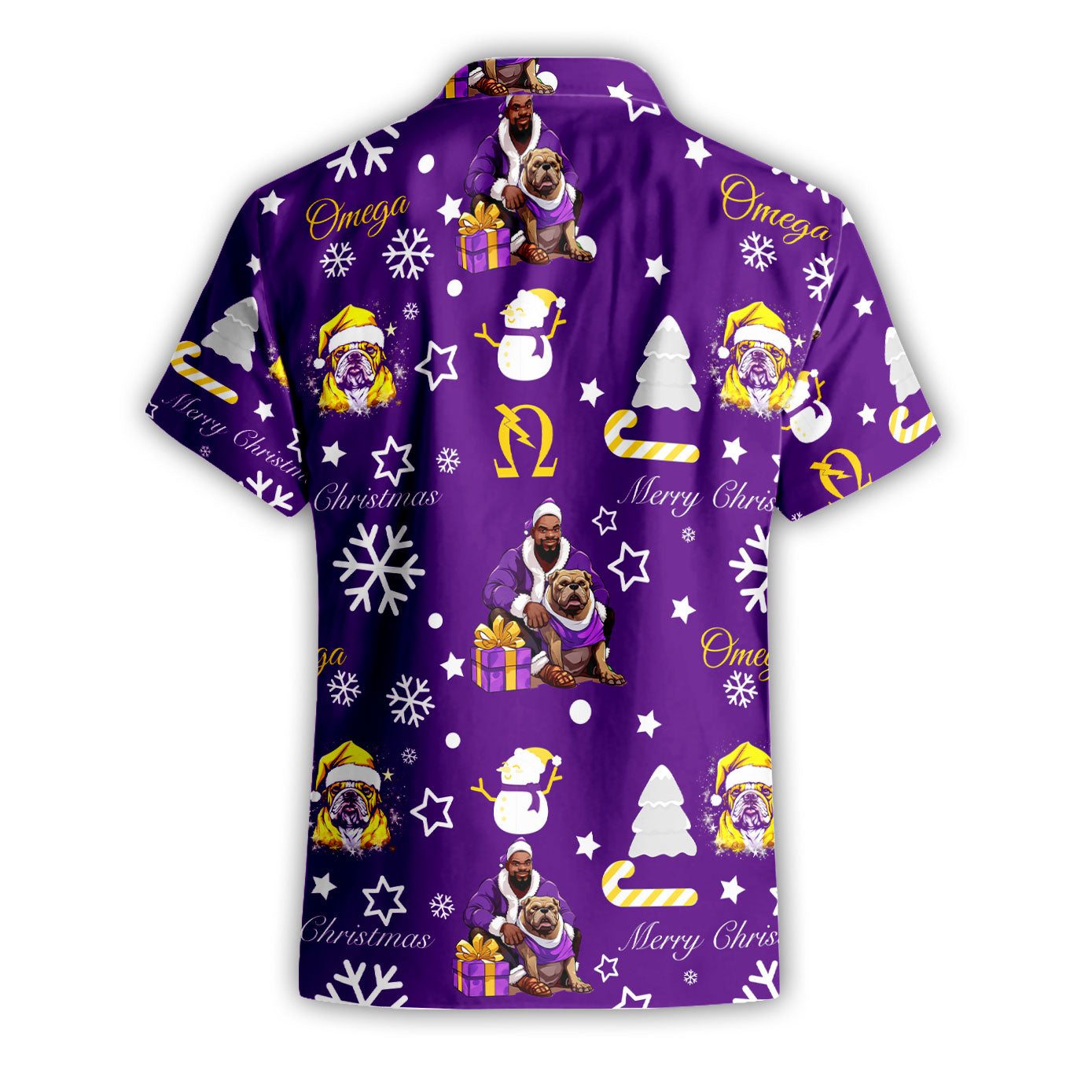 Fraternity Shirt - OPP Christmas Short Sleeve Shirt Bulldog Purple Pattern Style