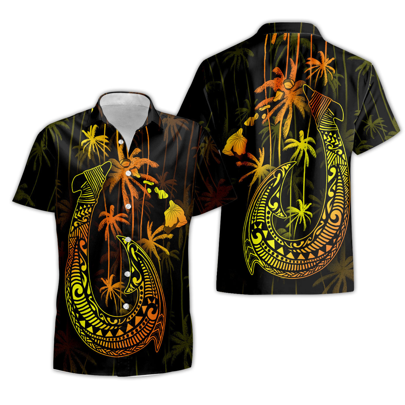 Hawaii Matching Outfits For Couples Polynesian Fish Hook &  Coconut Tree Style - TT01