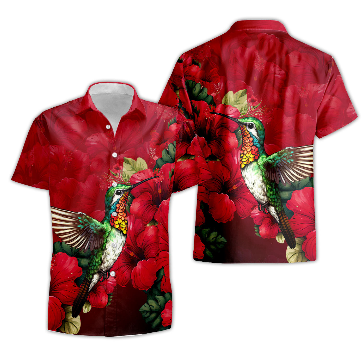 Hawaii Matching Outfits For Couples Polynesian Hibiscus Flower Red Style - TT01