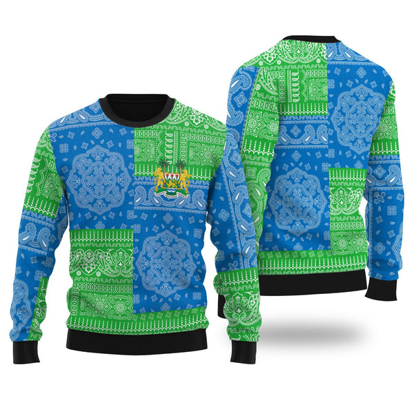 Sierra Leone Ugly Sweater Flag And Paisley Basic Style 1