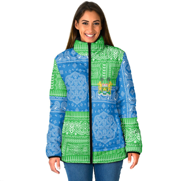 Sierra Leone Women Padded Jacket Flag And Paisley Basic Style 1