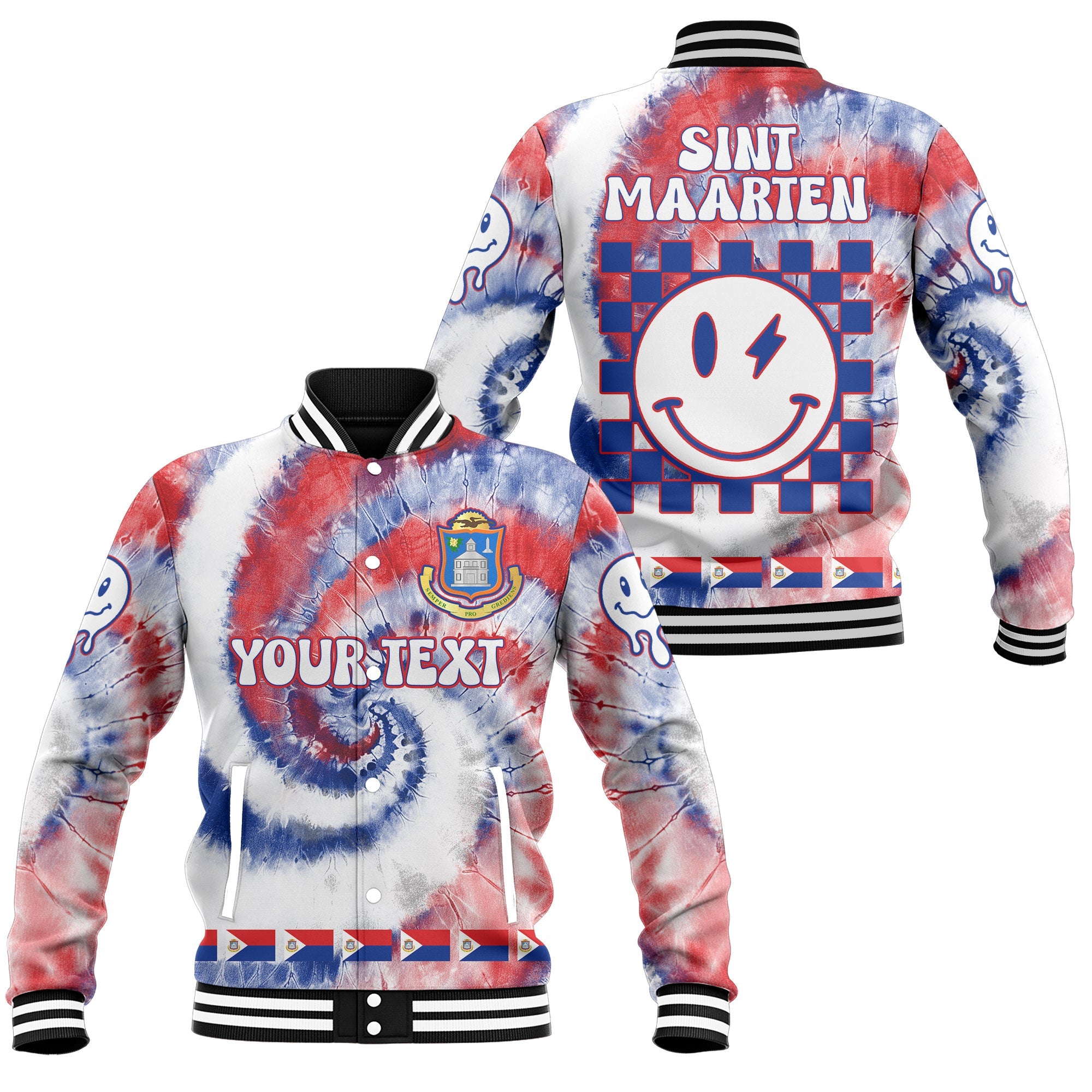 Sint Maarten Baseball Jacket Custom Tie Dye Style 1