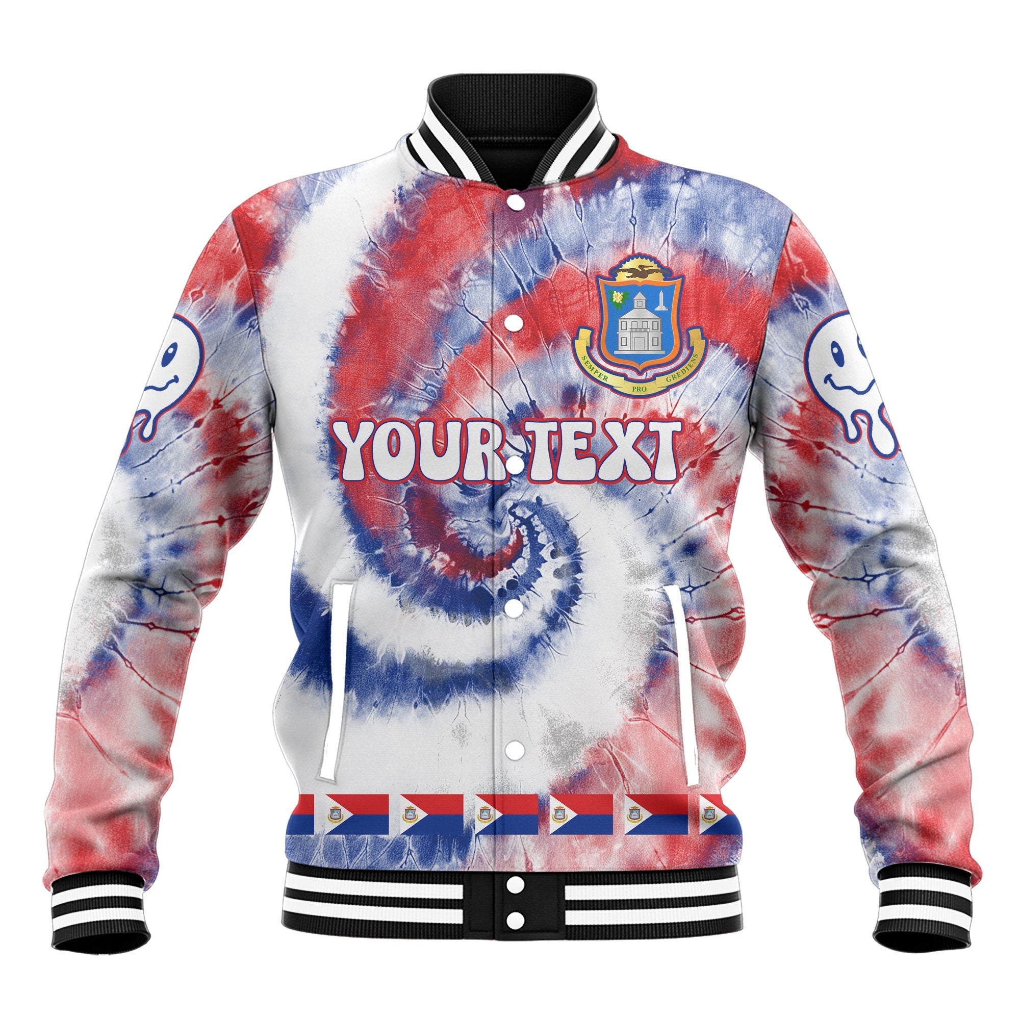 Sint Maarten Baseball Jacket Custom Tie Dye Style 2