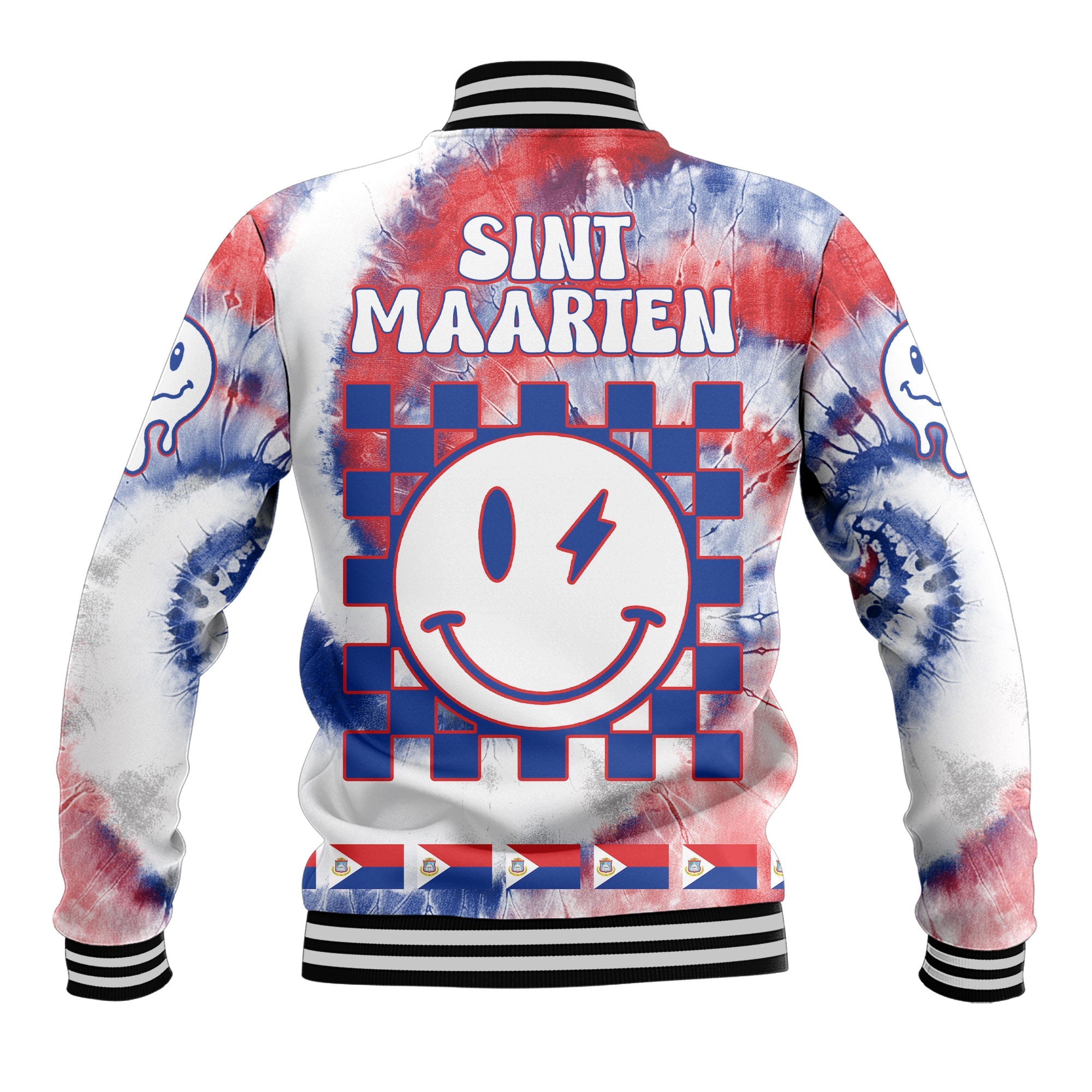 Sint Maarten Baseball Jacket Custom Tie Dye Style 3