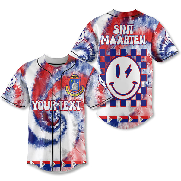 Sint Maarten Baseball Jersey Custom Tie Dye Style 1