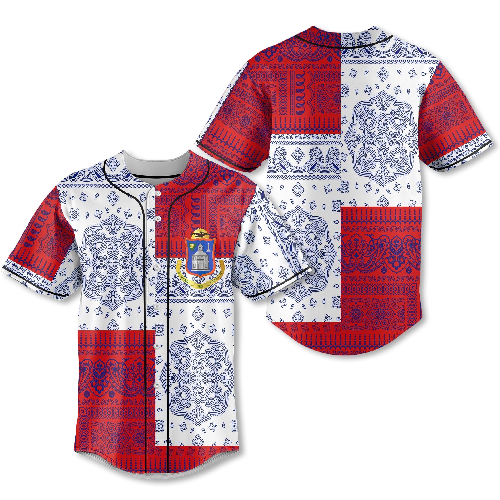 Sint Maarten Baseball Jersey Flag And Paisley Basic Style 1