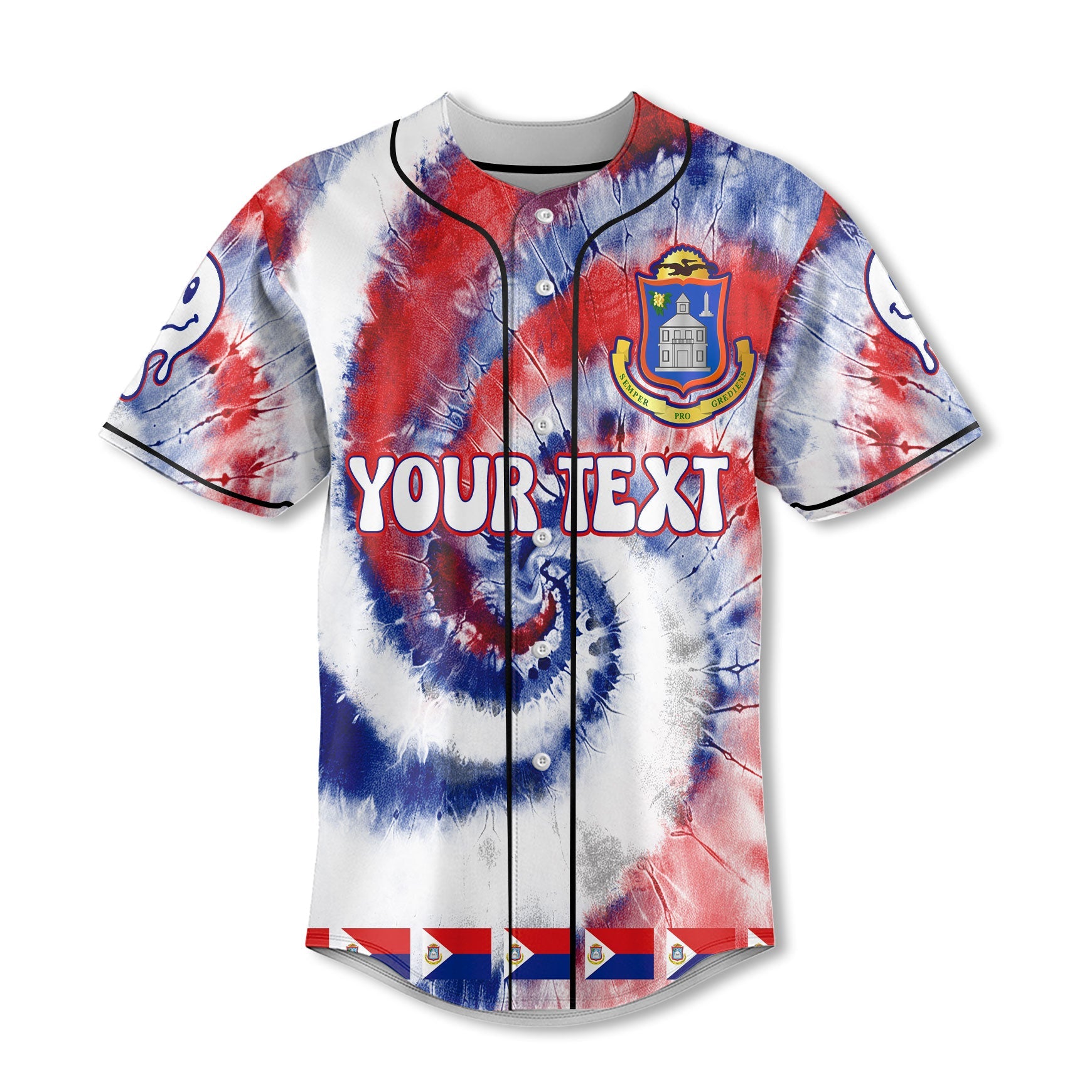 Sint Maarten Baseball Jersey Custom Tie Dye Style 2