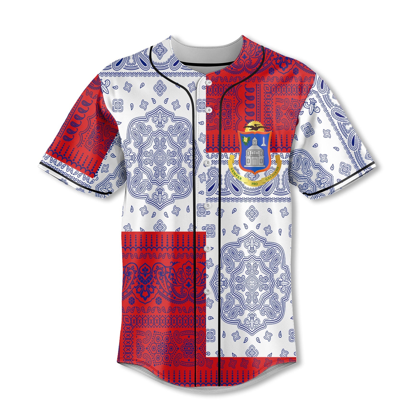 Sint Maarten Baseball Jersey Flag And Paisley Basic Style 2