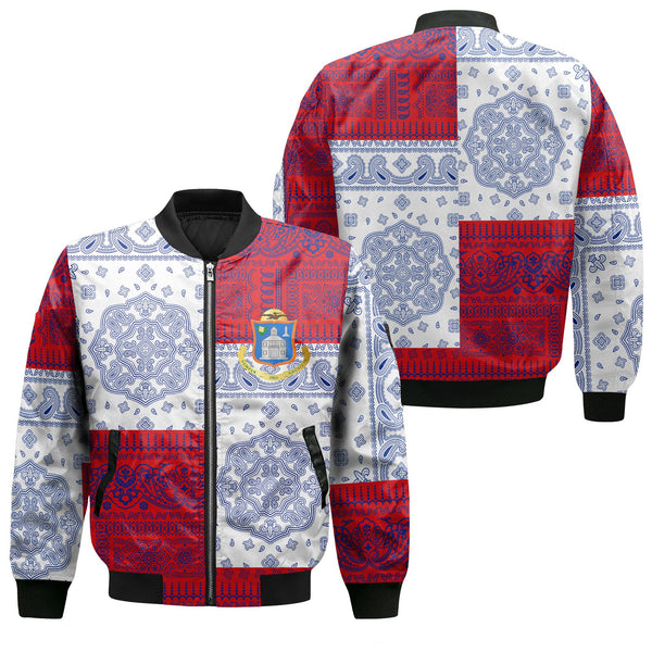 Sint Maarten Bomber Jacket Flag And Paisley Basic Style 1