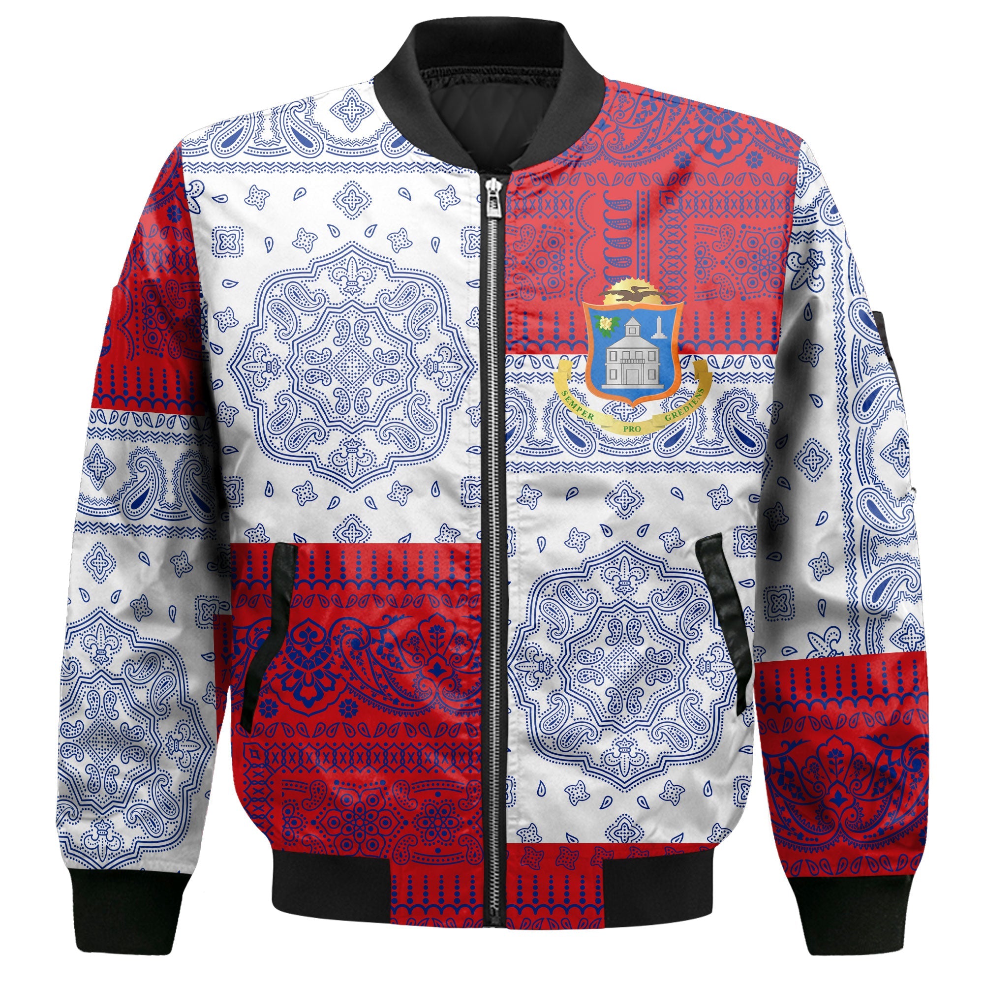 Sint Maarten Bomber Jacket Flag And Paisley Basic Style 2