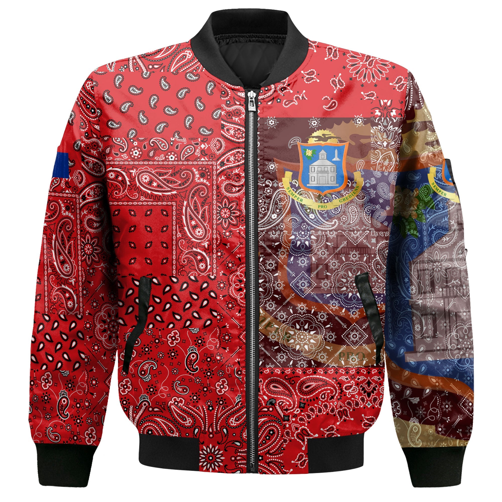 Sint Maarten Bomber Jacket Paisley Flag And Skull Style 2