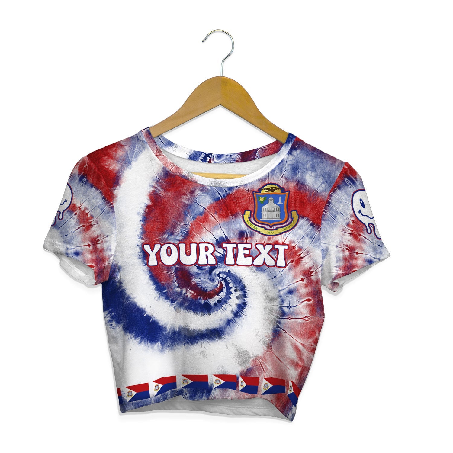 Sint Maarten Croptop T Shirt Custom Tie Dye Style 1