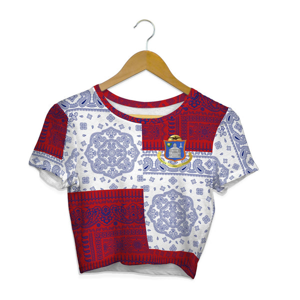 Sint Maarten Croptop T Shirt Flag And Paisley Basic Style 1