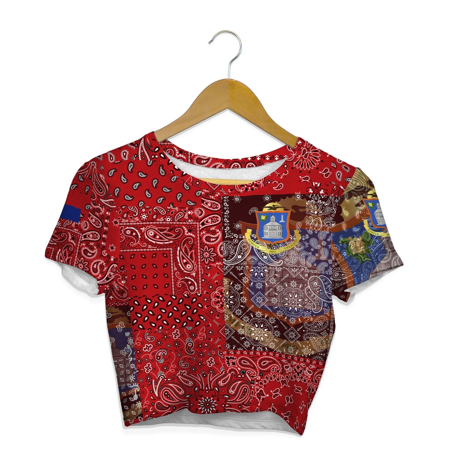 Sint Maarten Croptop T Shirt Paisley Flag And Skull Style 1