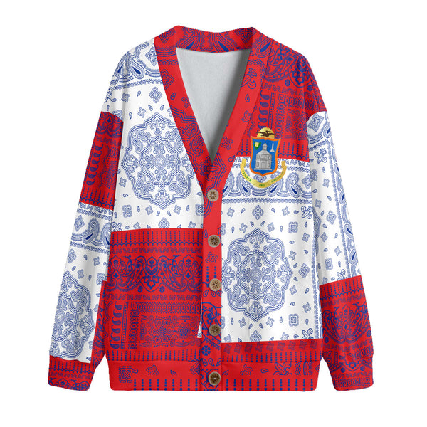 Sint Maarten Fleece Cardigan Flag And Paisley Basic Style 1