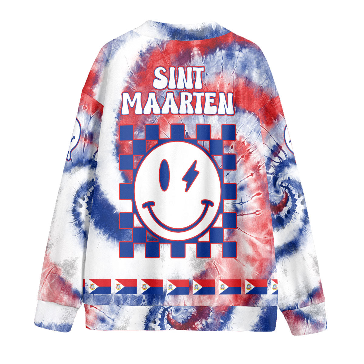 Sint Maarten Fleece Cardigan Custom Tie Dye Style 2