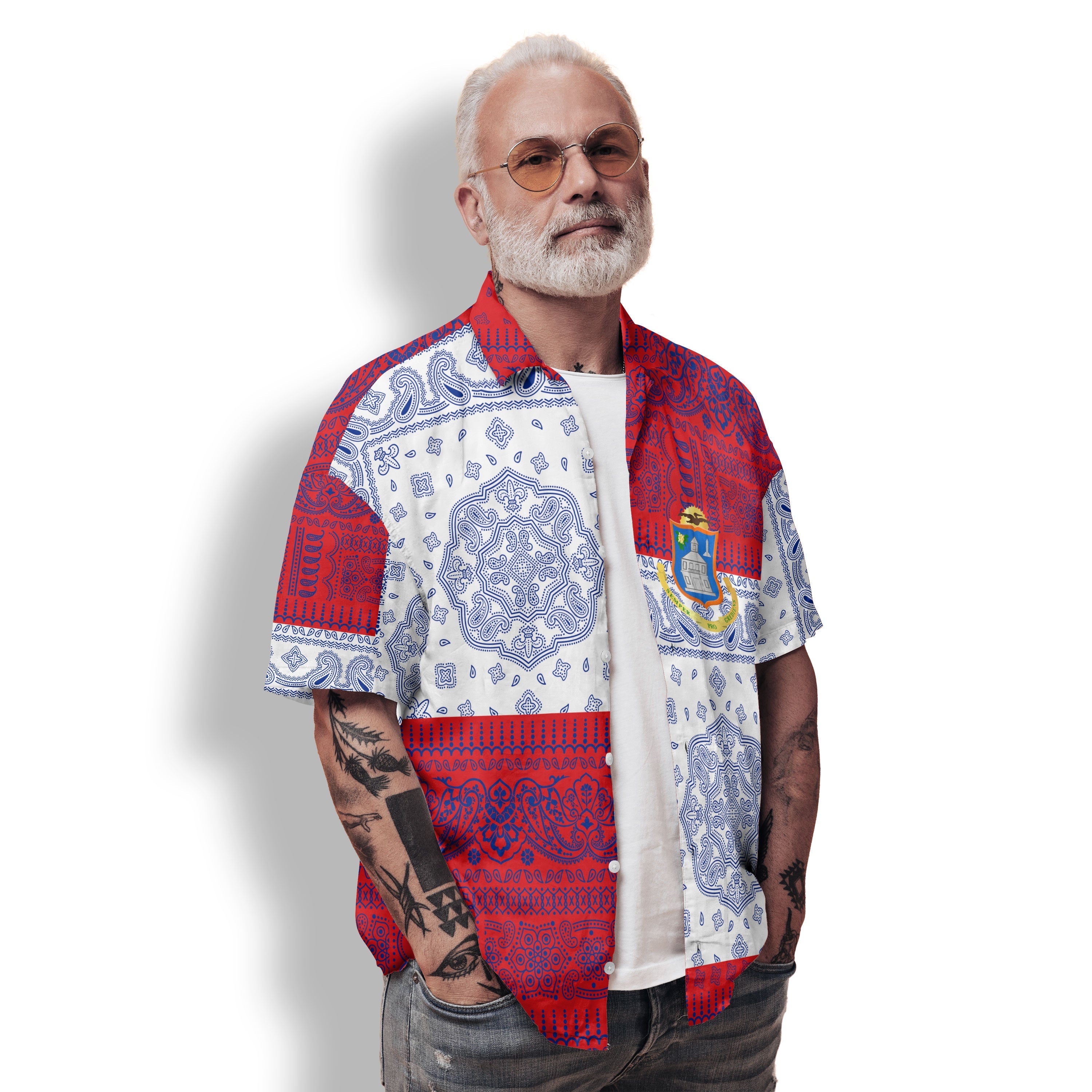 Sint Maarten Hawaiian Shirt Flag And Paisley Basic Style 2