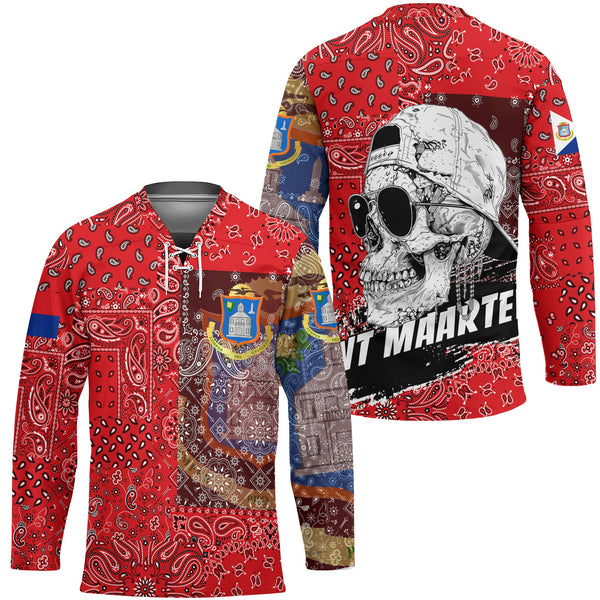 Sint Maarten Hockey Jersey Paisley Flag And Skull Style 1