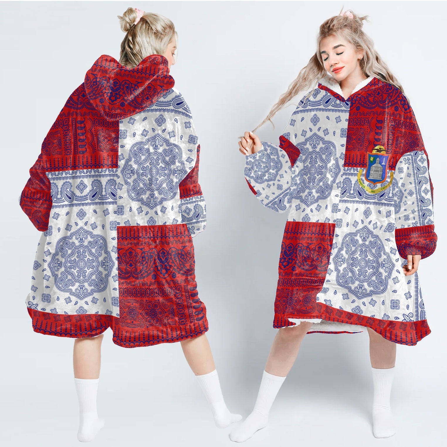 Sint Maarten Hoodie Blanket Flag And Paisley Basic Style 1