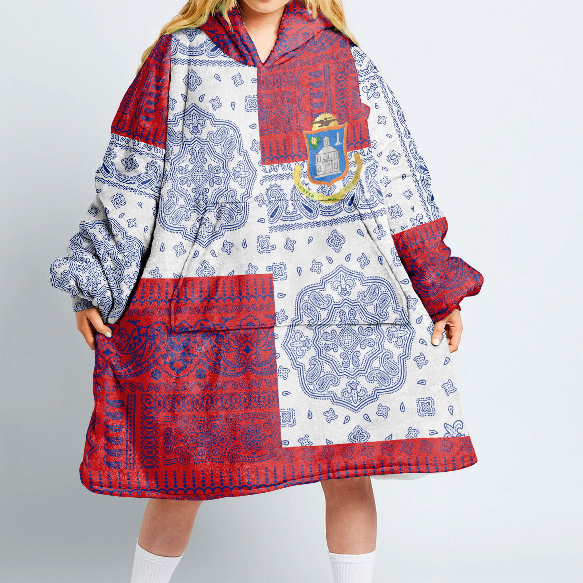 Sint Maarten Hoodie Blanket Flag And Paisley Basic Style 2