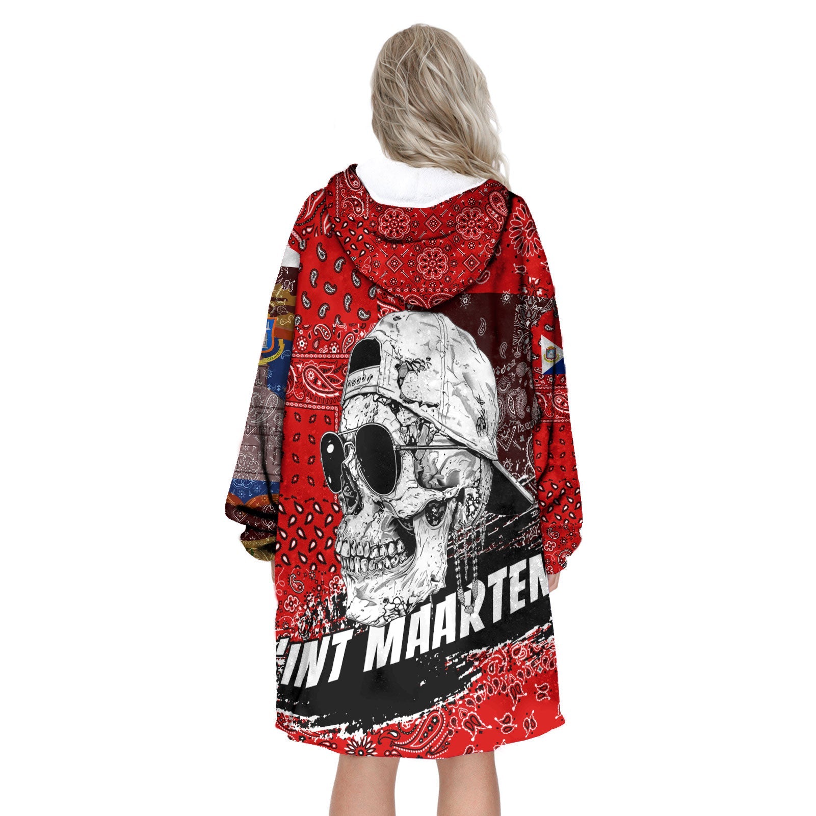 Sint Maarten Hoodie Blanket Paisley Flag And Skull Style 3