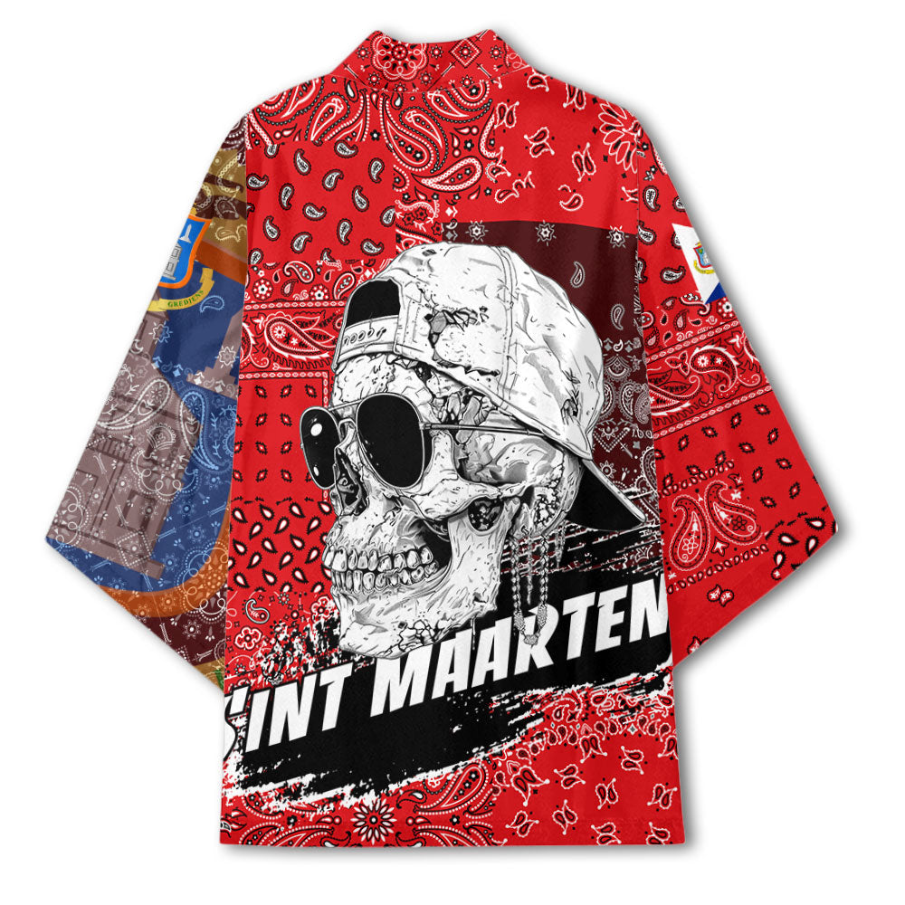 Sint Maarten Kimono Paisley Flag And Skull Style 3