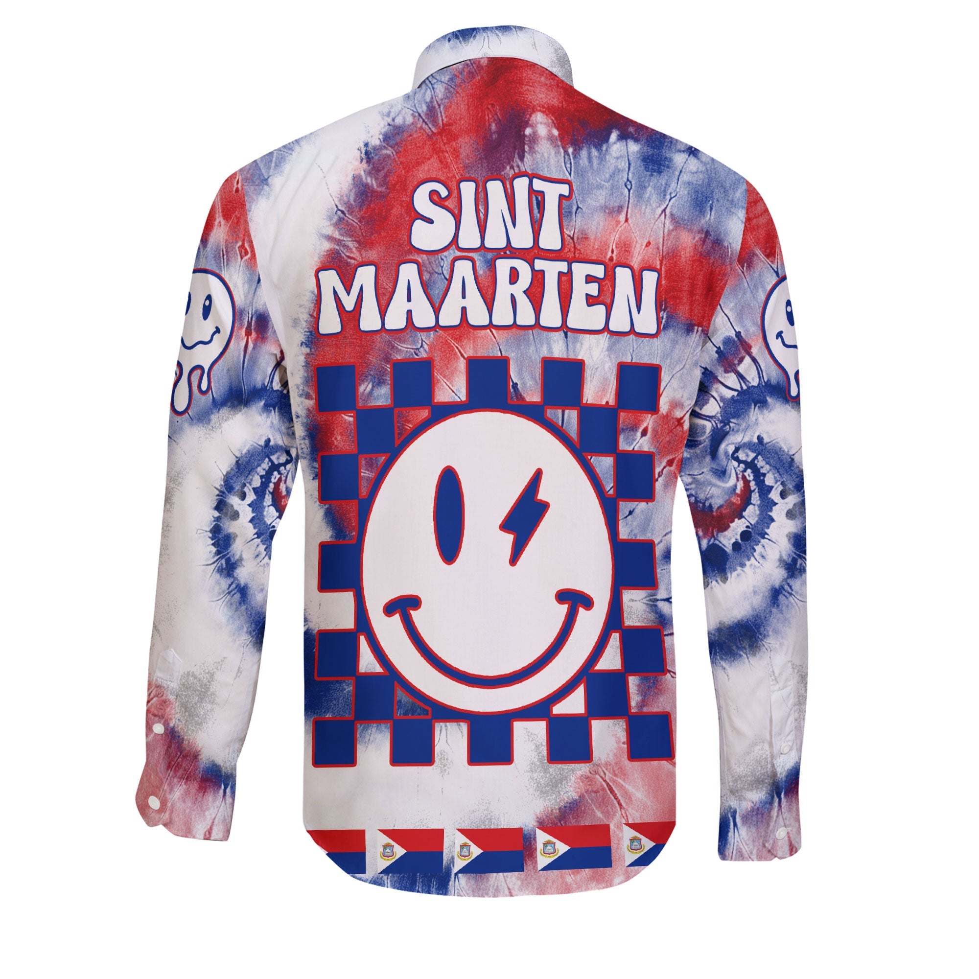 Sint Maarten Long Sleeve Button Shirt Custom Tie Dye Style 2