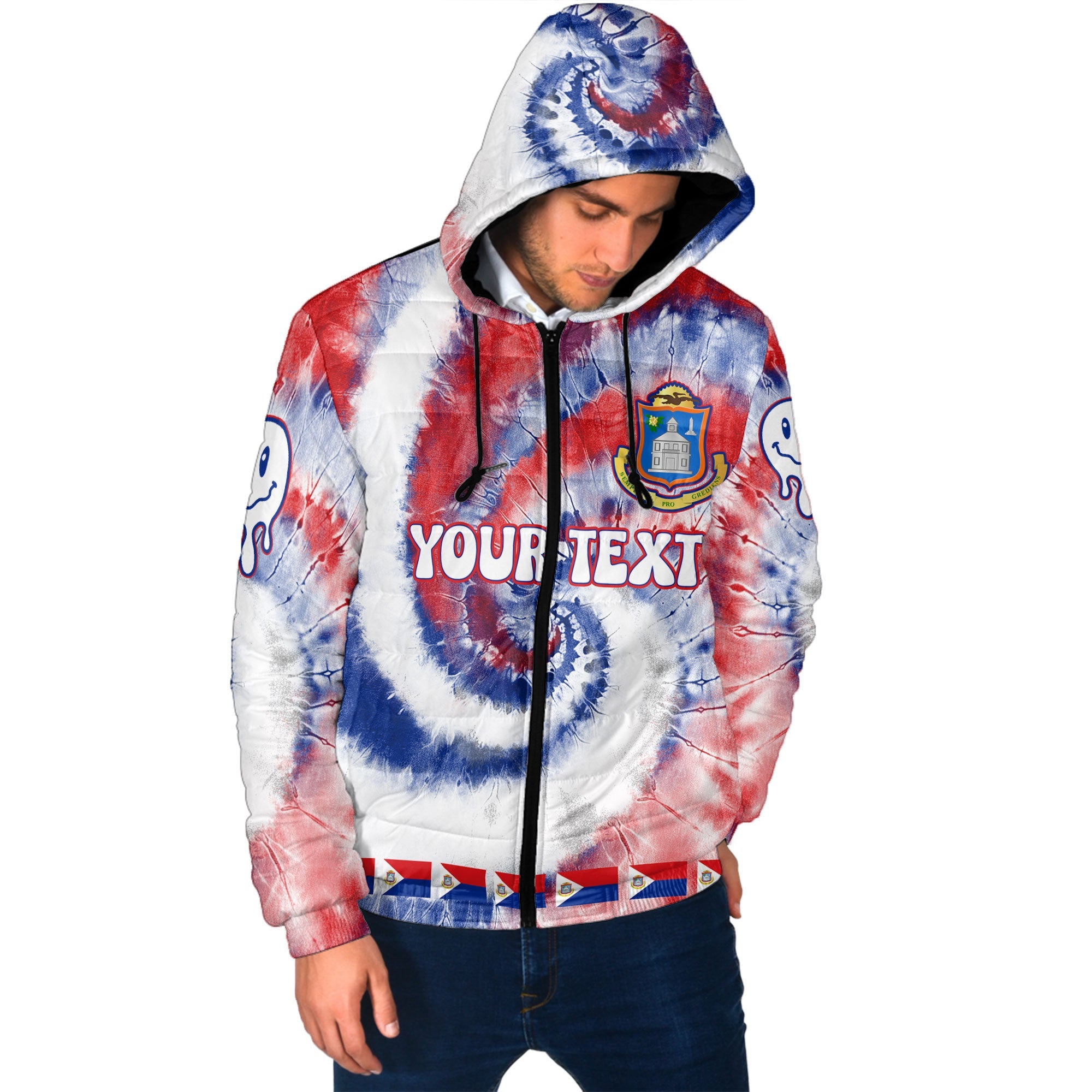 Sint Maarten Men Hooded Padded Jacket Custom Tie Dye Style 2