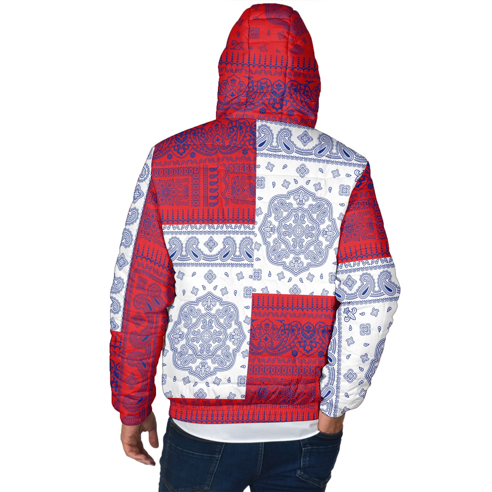 Sint Maarten Men Hooded Padded Jacket Flag And Paisley Basic Style 3