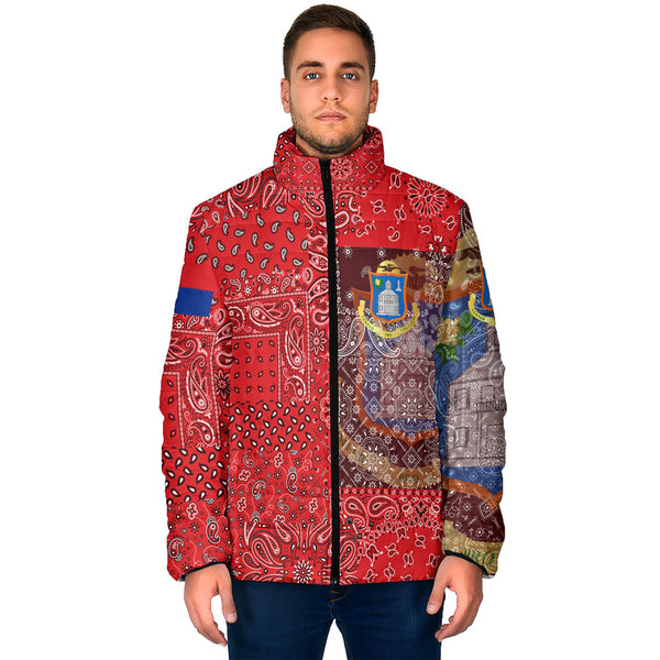 Sint Maarten Men Padded Jacket Paisley Flag And Skull Style 1