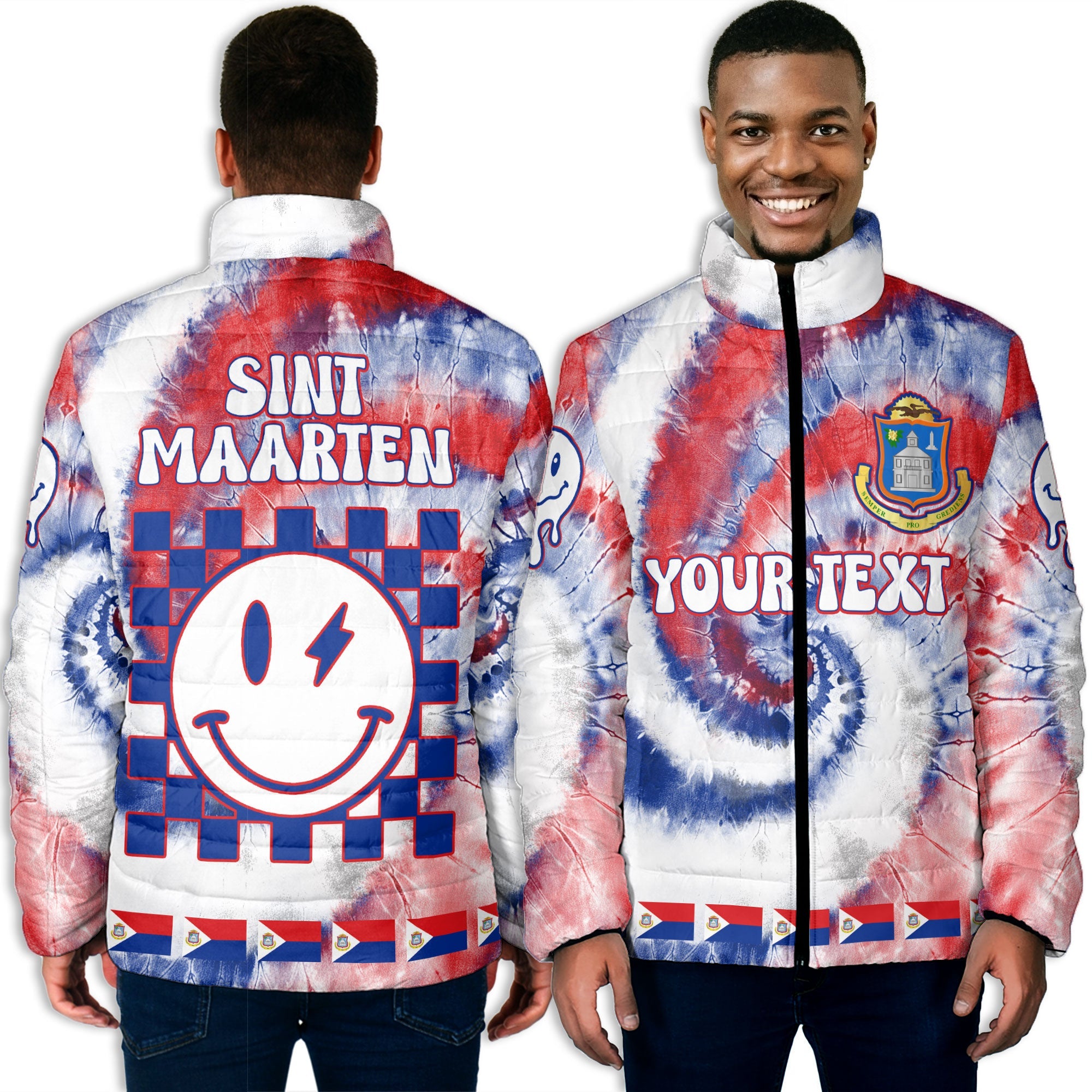 Sint Maarten Men Padded Jacket Custom Tie Dye Style 5