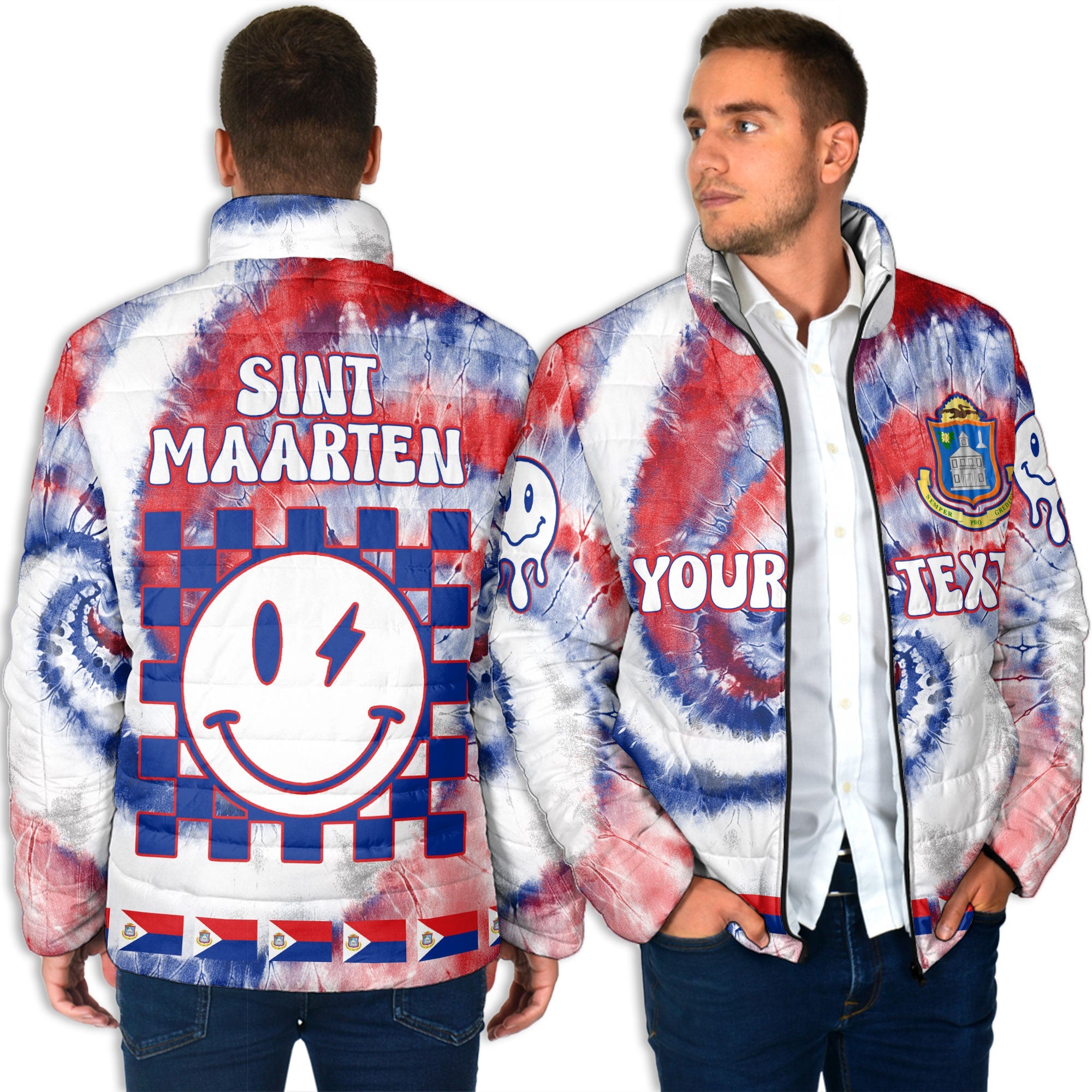 Sint Maarten Men Padded Jacket Custom Tie Dye Style 6