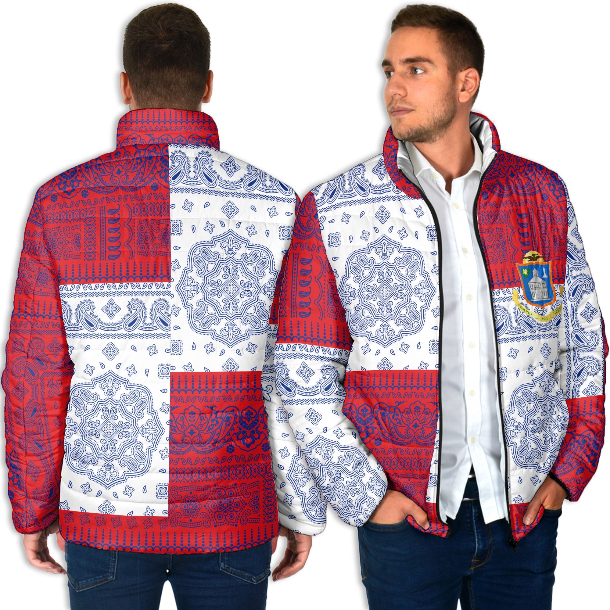 Sint Maarten Men Padded Jacket Flag And Paisley Basic Style 6