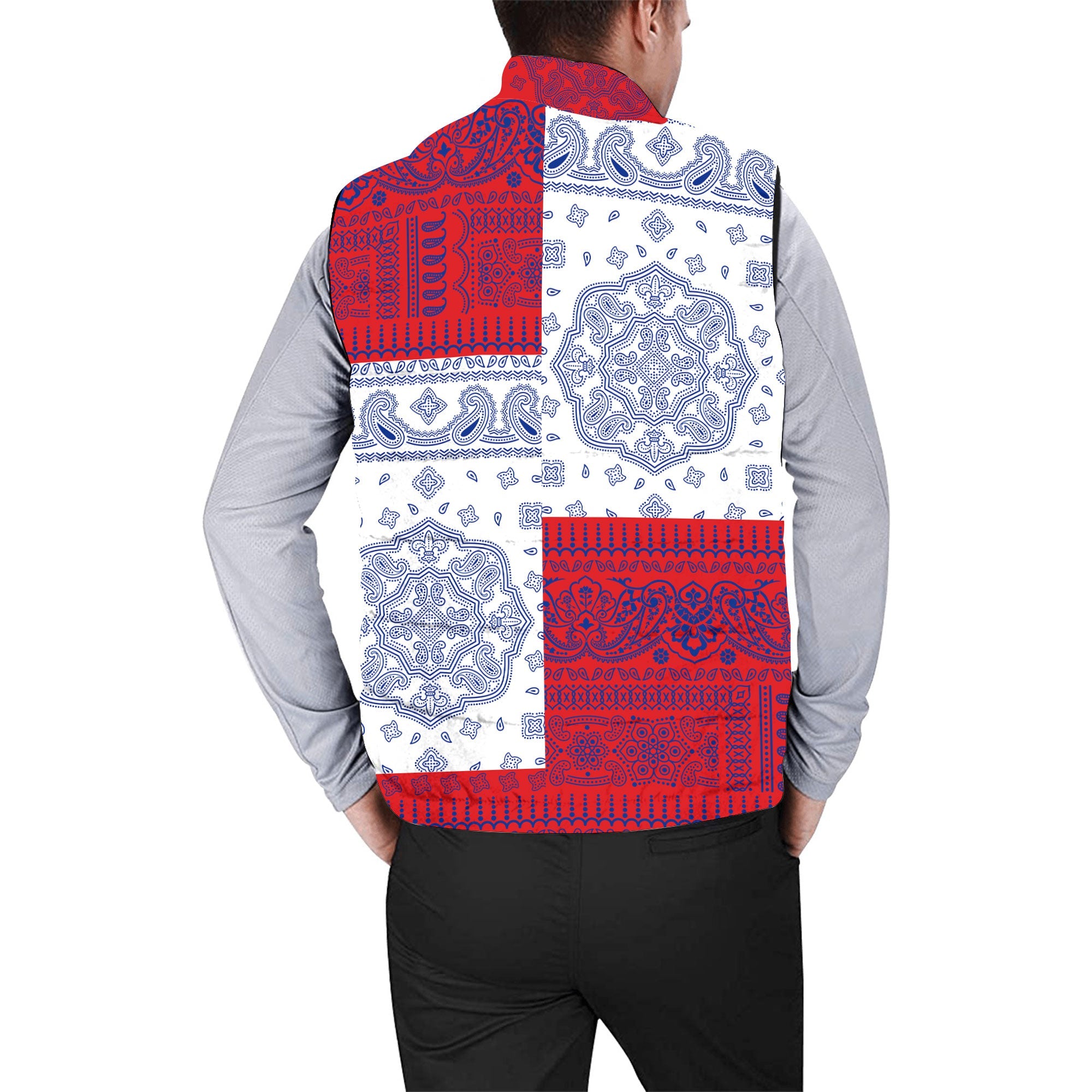 Sint Maarten Men Padded Jacket Vest Flag And Paisley Basic Style 2