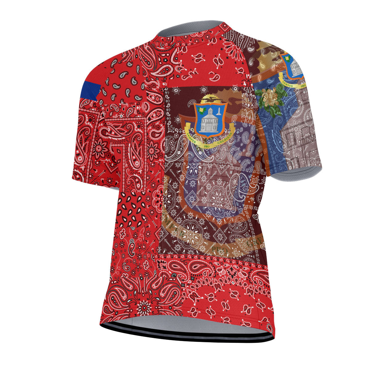 Sint Maarten Men Cycling Jersey Paisley Flag And Skull Style 2