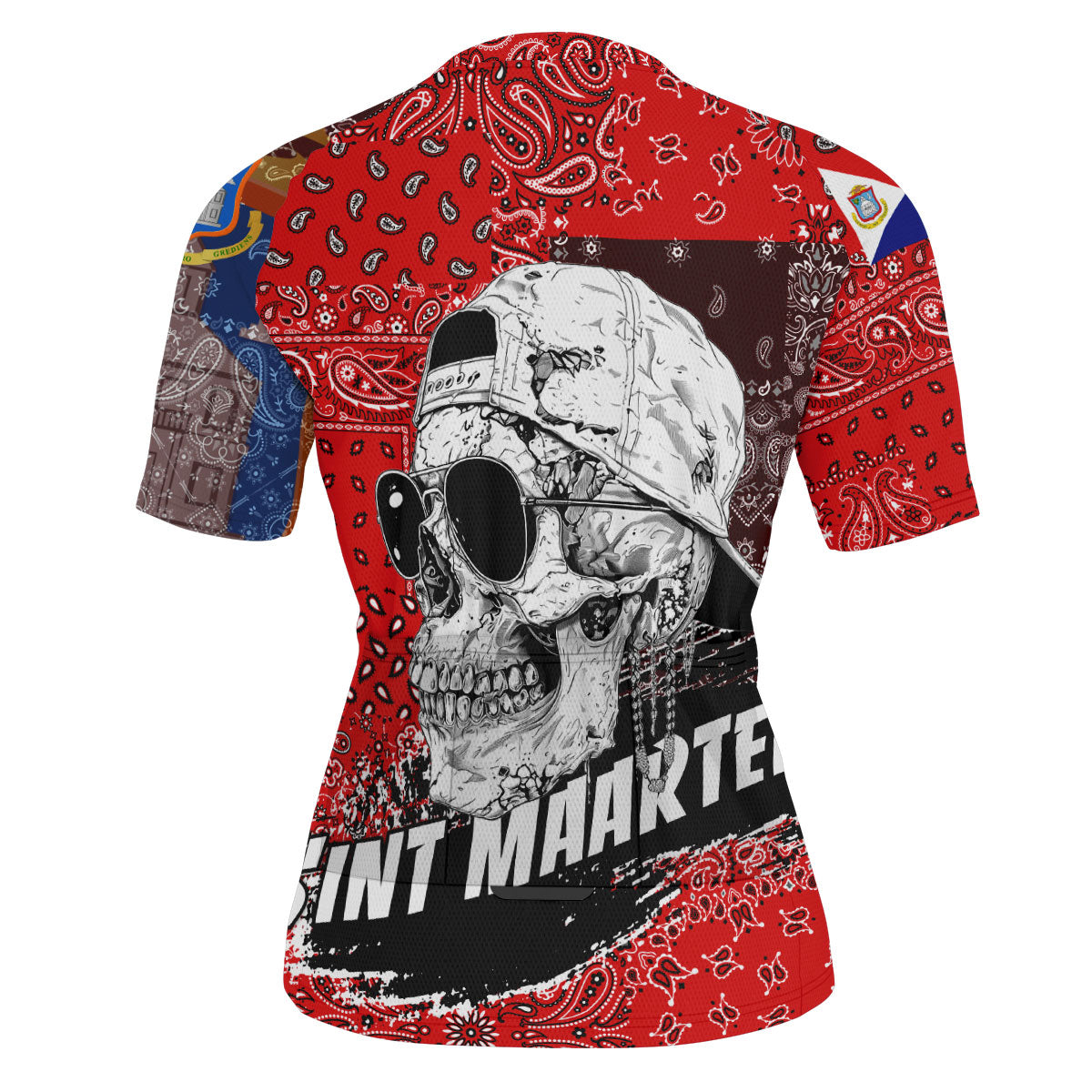 Sint Maarten Men Cycling Jersey Paisley Flag And Skull Style 3