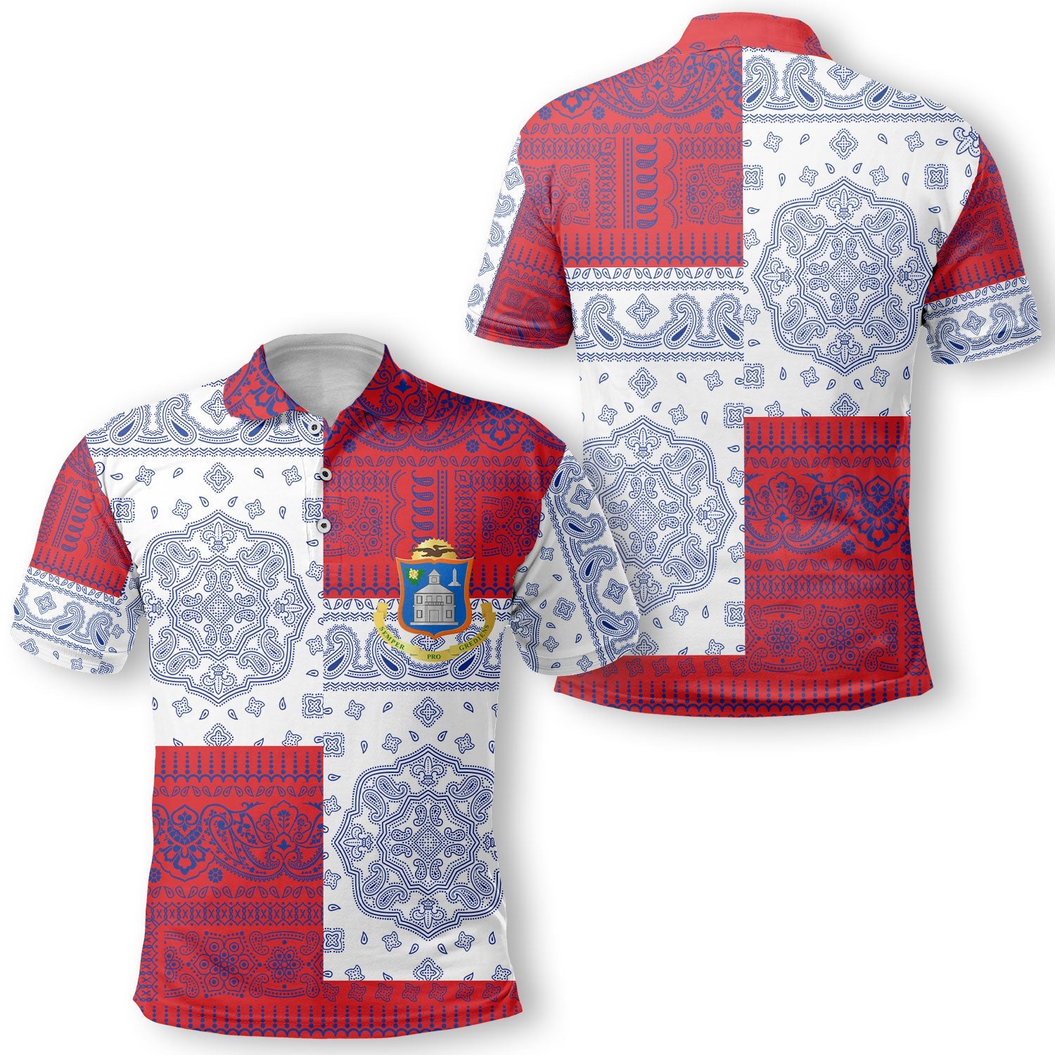 Sint Maarten Polo Shirt Flag And Paisley Basic Style 1